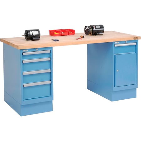 Global Industrial 60 x 30 Maple Square Edge 4 Drawer & Cabinet Workbench 651340